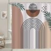 Boho Sheik Lines and Leaves Natural Bathroom Shower Curtain 71" x 71" – Five Styles - Image 2