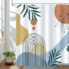 Boho Sheik Lines and Leaves Natural Bathroom Shower Curtain 71" x 71" – Five Styles - Image 3