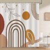 Boho Sheik Lines and Leaves Natural Bathroom Shower Curtain 71" x 71" – Five Styles - Image 4