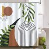 Boho Sheik Lines and Leaves Natural Bathroom Shower Curtain 71" x 71" – Five Styles - Image 5